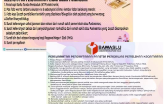 Persyaratan Pendaftaran Panitia Pengawas Pemilihan Kecamatan pada Pemilihan Kepala Daerah Tahun 2020
