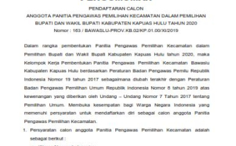 Pengumuman Perekrutan Panwascam 2020